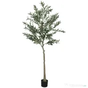 HOMCOM Măslin Artificial Înalt de 180 cm cu 900 Frunze, 40 Măsline și Ghiveci | Aosom Romania 