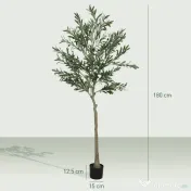 HOMCOM Măslin Artificial Înalt de 180 cm cu 900 Frunze, 40 Măsline și Ghiveci | Aosom Romania 