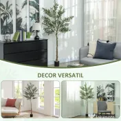 HOMCOM Măslin Artificial Înalt de 180 cm cu 900 Frunze, 40 Măsline și Ghiveci | Aosom Romania 