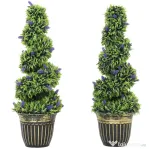 HOMCOM Set de Două Plante Artificiale Lavandă 90 cm