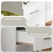 HOMCOM Birou pentru Calculator cu 3 Sertare și Spațiu de Depozitare, 100x40x75 cm, Alb | Aosom Romania