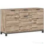 HOMCOM Bufet în stil industrial cu sertar și 3 dulapuri, din lemn maro, 120x36,5x70 cm