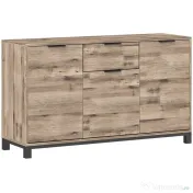 HOMCOM Bufet în stil industrial cu sertar și 3 dulapuri, din lemn maro, 120x36,5x70 cm
