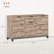 HOMCOM Bufet în stil industrial cu sertar și 3 dulapuri, din lemn maro, 120x36,5x70 cm