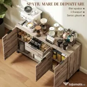 HOMCOM Bufet în stil industrial cu sertar și 3 dulapuri, din lemn maro, 120x36,5x70 cm
