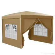 Foisor de gradina pliabil Outsunny din otel si tesatura Oxford cu funii si cuie incluse, 2,95x2,95x2,58 m, alb | Aosom Romania