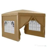 Foisor de gradina pliabil Outsunny din otel si tesatura Oxford cu funii si cuie incluse, 2,95x2,95x2,58 m, alb | Aosom Romania