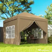 Foisor de gradina pliabil Outsunny din otel si tesatura Oxford cu funii si cuie incluse, 2,95x2,95x2,58 m, alb | Aosom Romania