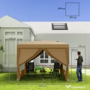 Foisor de gradina pliabil Outsunny din otel si tesatura Oxford cu funii si cuie incluse, 2,95x2,95x2,58 m, alb | Aosom Romania