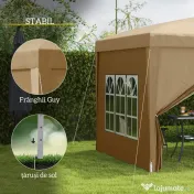Foisor de gradina pliabil Outsunny din otel si tesatura Oxford cu funii si cuie incluse, 2,95x2,95x2,58 m, alb | Aosom Romania