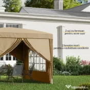 Foisor de gradina pliabil Outsunny din otel si tesatura Oxford cu funii si cuie incluse, 2,95x2,95x2,58 m, alb | Aosom Romania