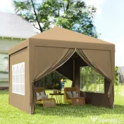 Foisor de gradina pliabil Outsunny din otel si tesatura Oxford cu funii si cuie incluse, 2,95x2,95x2,58 m, alb | Aosom Romania