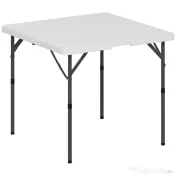 Outsunny Masă de Camping Pliabilă cu 2 Înălțimi Reglabile, 86x86x74 cm, Alb | Aosom Romania