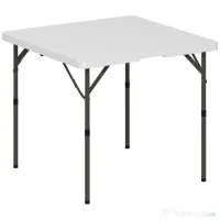Outsunny Masă de Camping Pliabilă cu 2 Înălțimi Reglabile, 86x86x74 cm, Alb | Aosom Romania