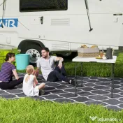 Outsunny Masă de Camping Pliabilă cu 2 Înălțimi Reglabile, 86x86x74 cm, Alb | Aosom Romania