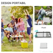 Outsunny Masă de Camping Pliabilă cu 2 Înălțimi Reglabile, 86x86x74 cm, Alb | Aosom Romania