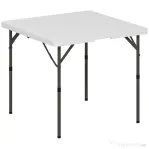 Outsunny Masă de Camping Pliabilă cu 2 Înălțimi Reglabile, din HDPE și Metal, 86x86x74 cm, Alb