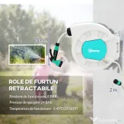 Outsunny Tambur Retractabil pentru Furtun de Grădină cu Furtun, Gri Deschis și Verde