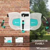 Outsunny Tambur Retractabil pentru Furtun de Grădină cu Furtun, Gri Deschis și Verde