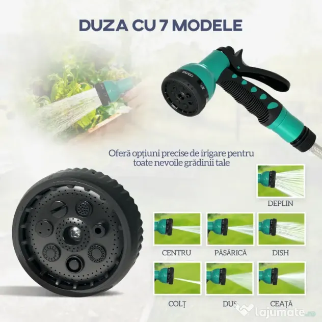 Outsunny Tambur Retractabil pentru Furtun de Grădină cu Furtun, Gri Deschis și Verde
