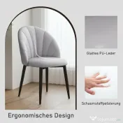 HOMCOM Set 2 Scaune din Piele Ecologică cu Picioare din Oțel și Spătar în Formă, 52x54x79 cm, Gri Deschis | Aosom Romania 