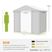 Outsunny Magazie de Grădină din Oțel cu Uși Glisante Duble 236x196x208 cm | Aosom Romania
