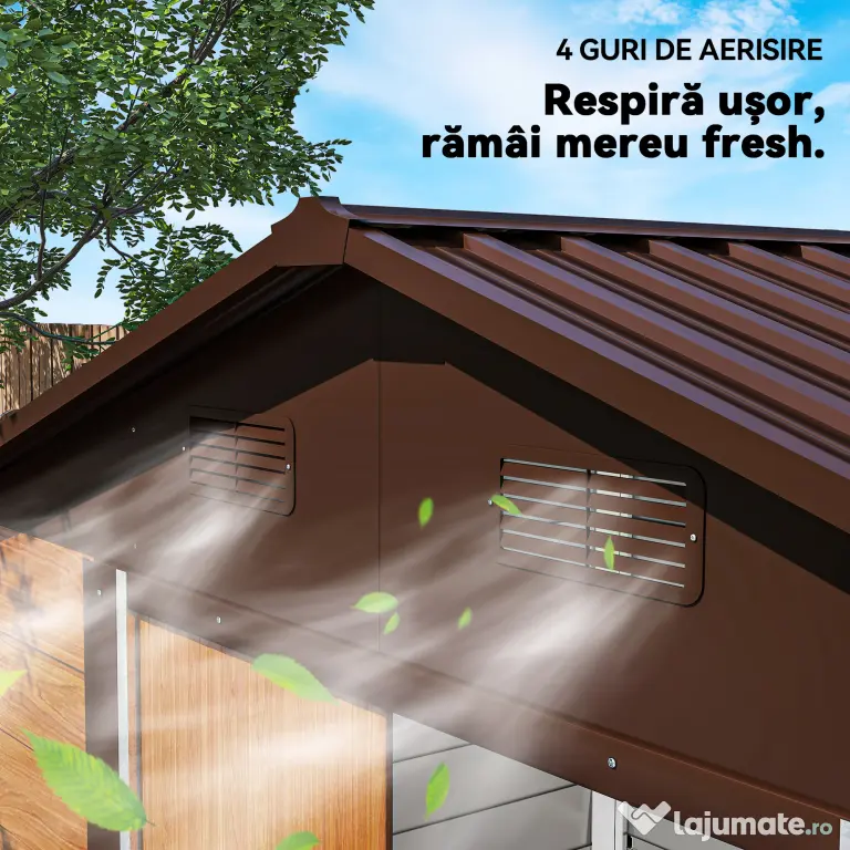 Outsunny Magazie de Grădină din Oțel cu Uși Glisante Duble 236x196x208 cm | Aosom Romania