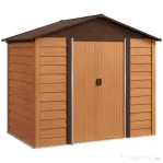 Outsunny Magazie de Grădină din Oțel cu Uși Glisante Duble 236x196x208 cm