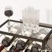 HOMCOM Suport pentru Sticle de Vin cu Blat din Sticlă Securizată și Cadru din Oțel, 41x22x41 cm, Negru | Aosom Romania 