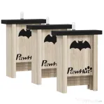 PawHut Set de 3 Căsuțe pentru Lilieci Bat Box din Lemn de Brad, 18x6x22,5 cm, Culoare Naturală