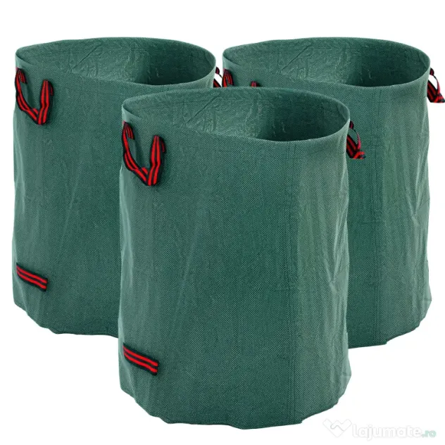 Outsunny Set de 3 saci pentru deșeuri de grădină, 300 L, cu mânere, pliabili și reutilizabili, Ø67 x 84 cm, verde
