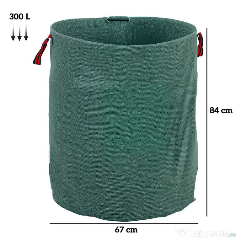 Outsunny Set de 3 saci pentru deșeuri de grădină, 300 L, cu mânere, pliabili și reutilizabili, Ø67 x 84 cm, verde