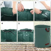 Outsunny Set de 3 saci pentru deșeuri de grădină, 300 L, cu mânere, pliabili și reutilizabili, Ø67 x 84 cm, verde