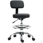 HOMCOM Scaun Rotativ la 360° și Reglabil pe Înălțime cu Suport pentru Picioare, 52x52x78-92 cm, Negru | Aosom Romania