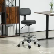 HOMCOM Scaun Rotativ la 360° și Reglabil pe Înălțime cu Suport pentru Picioare, 52x52x78-92 cm, Negru | Aosom Romania 