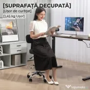 HOMCOM Scaun Rotativ la 360° și Reglabil pe Înălțime cu Suport pentru Picioare, 52x52x78-92 cm, Negru | Aosom Romania 