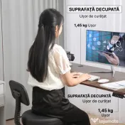 HOMCOM Scaun Rotativ la 360° și Reglabil pe Înălțime cu Suport pentru Picioare, 52x52x78-92 cm, Negru | Aosom Romania 