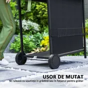 Outsunny Grătar pe Gaz cu Capac, Termometru, Măsuță Laterală și Tavă pentru Colectarea Grăsimii, 121x54x97 cm, Negru | Aosom Romania 