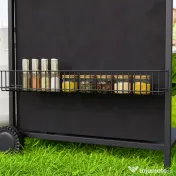 Outsunny Grătar pe Gaz cu Capac, Termometru, Măsuță Laterală și Tavă pentru Colectarea Grăsimii, 121x54x97 cm, Negru | Aosom Romania 