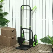 DURHAND Cărucior Portbagaj pentru Scări cu 6 Roți, Pliabil, Capacitate 120kg, din Oțel, pentru Mutări, Grădinărit, Verde 