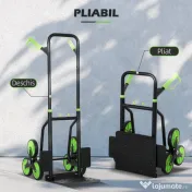 DURHAND Cărucior Portbagaj pentru Scări cu 6 Roți, Pliabil, Capacitate 120kg, din Oțel, pentru Mutări, Grădinărit, Verde 