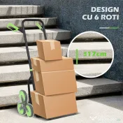 DURHAND Cărucior Portbagaj pentru Scări cu 6 Roți, Pliabil, Capacitate 120kg, din Oțel, pentru Mutări, Grădinărit, Verde 