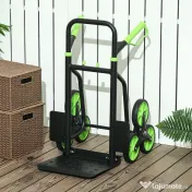 DURHAND Cărucior Portbagaj pentru Scări cu 6 Roți, Pliabil, Capacitate 120kg, din Oțel, pentru Mutări, Grădinărit, Verde 