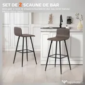 HOMCOM Set 2 Scaune de Bar cu Spătar și Suport pentru Picioare din PU și Oțel Maro | Aosom Romania 