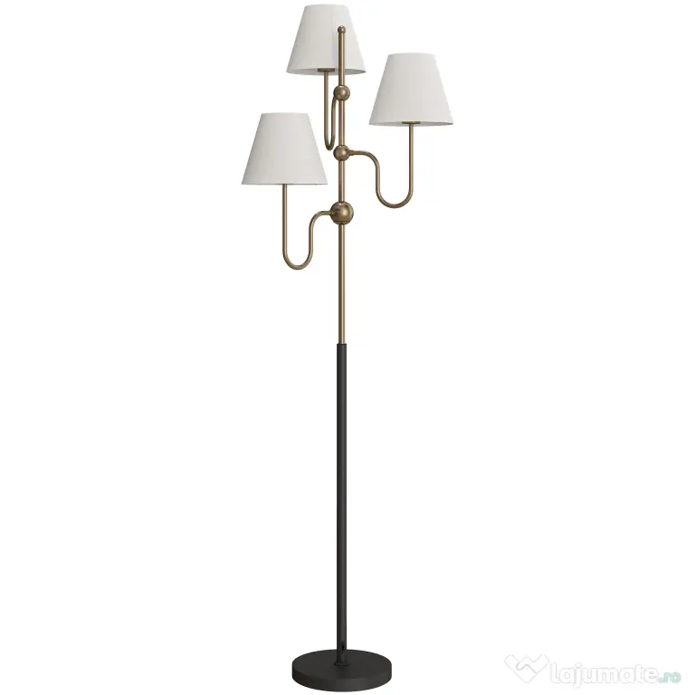 HOMCOM Lampadar de Podea cu 3 Puncte de Lumină și Întrerupător cu Pedală, Soclu E27, Auriu | Aosom Romania