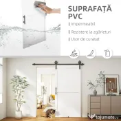 HOMCOM Ușă Glisantă în Stil Rustic cu Șină și Mâner din Lemn și Oțel, 106,6x213,4 cm, Alb și Negru
