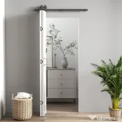 HOMCOM Ușă glisantă tip carte, pliabilă, cu suprafață vopsibilă, 70x210 cm, alb