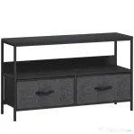 HOMCOM Mobilier pentru Televizor de 47" cu Sertare Pliabile din Material Textil și Raft, 98x29x56 cm, Negru