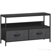 HOMCOM Mobilier pentru Televizor de 47" cu Sertare Pliabile din Material Textil și Raft, 98x29x56 cm, Negru 