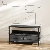 HOMCOM Mobilier pentru Televizor de 47" cu Sertare Pliabile din Material Textil și Raft, 98x29x56 cm, Negru 